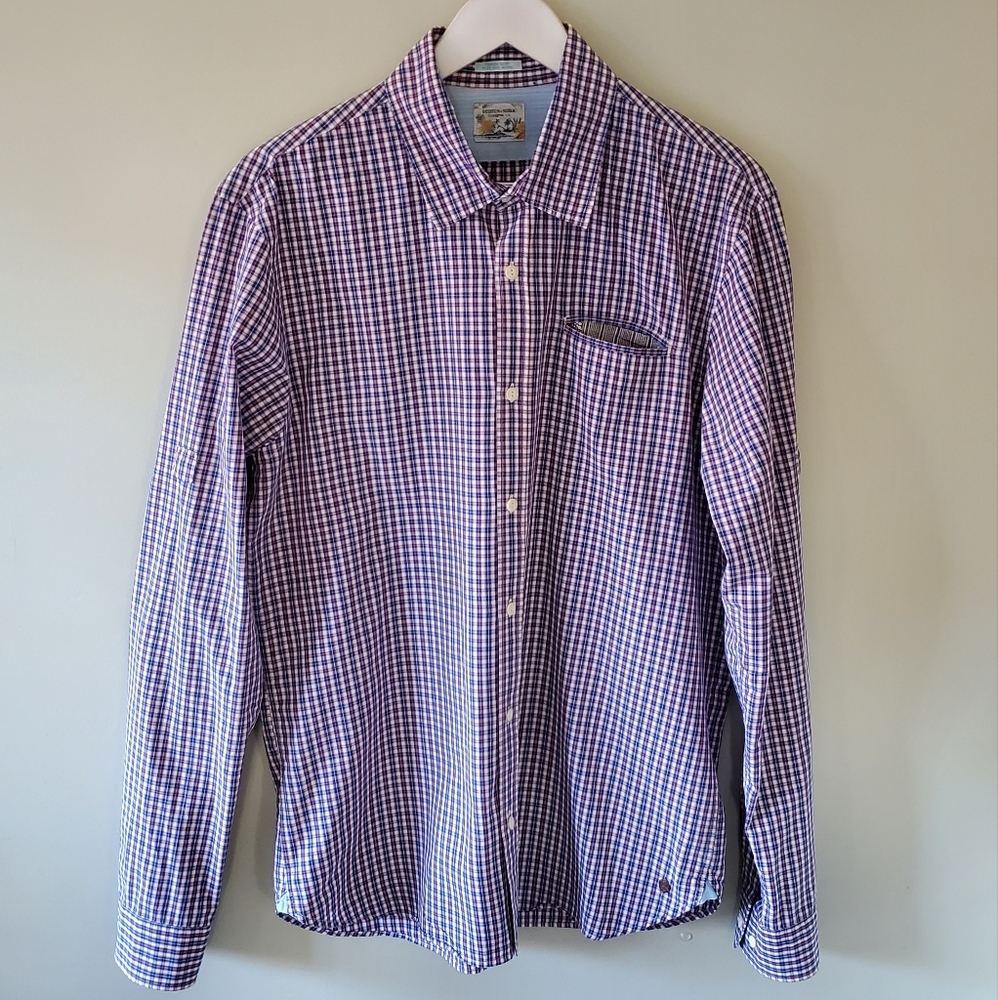Scotch & Soda L Old Money Gingham Preppy Office Button Down Dress Shirt
